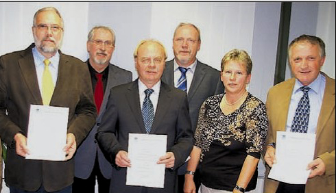 Edumund Schmidt, Hermann Arndt (Brgermeister), Heinrich Koerdt, Rainer Belz, Gertrud Martin (stv. Brgermeisterin), Willi Eickhoff v.l. 